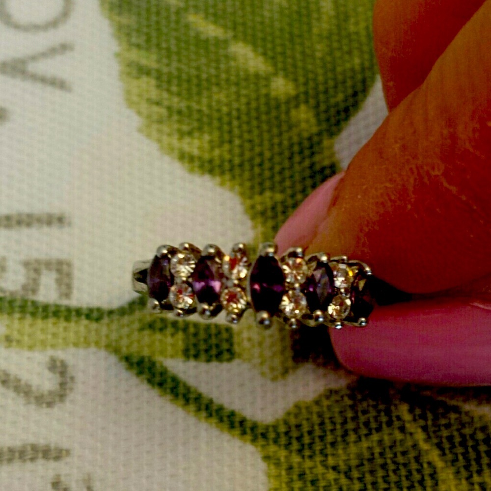 Faux diamond and Amethyst ring